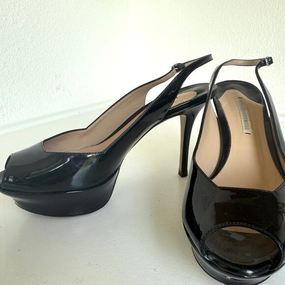 Nicholas Kirkwood Black Patent Leather Platform Slingback Heels Size 37 (US 7) - Picture 10 of 10